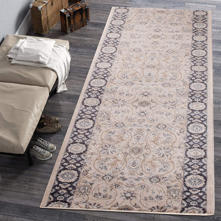 Carpeto Rugs Blumen Teppich Läufer Flur - Orientalisch Teppichläufer - Kurzflor, Weich - Flurläufer