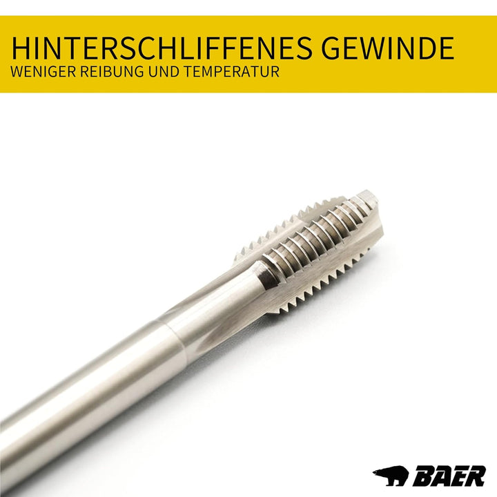 BAER Gewindeschneider Set HSSG: Maschinengewindebohrer Durchgangsloch - Kernlochbohrer: M3 - M12 - G