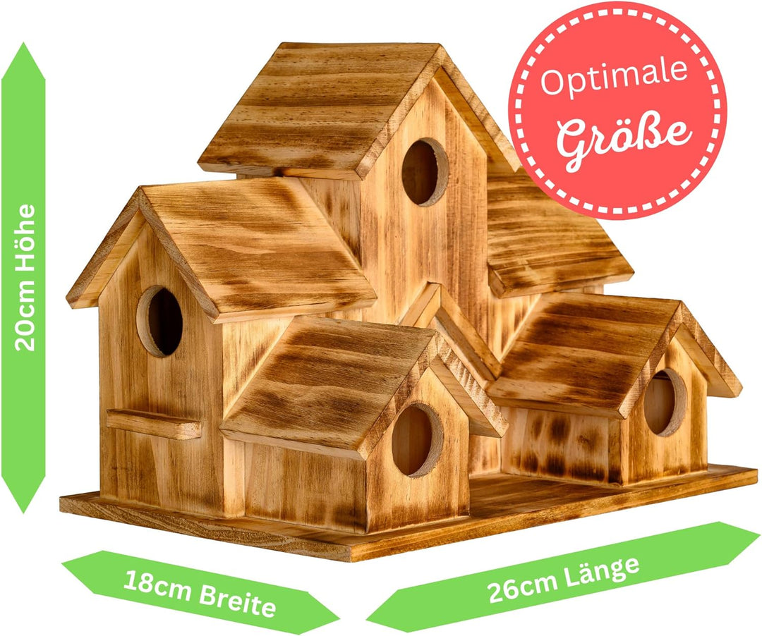 growpile Vogelhaus-Box grosses Vogelhaus mit 5 Nistplätzen und Kleiner Leiter und einem Vogelfutterh
