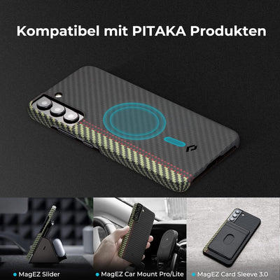 pitaka Magnetische Hülle für Samsung Galaxy S22+ 6,6 Zoll Ultradünne Handyhülle aus 1500D Aramidfase