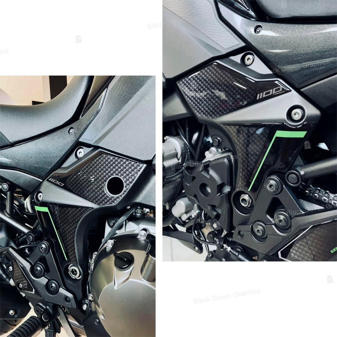 Harzbeschichtete 3D-Aufkleber Schutz kompatibel/Ersatz für Kawasaki Versys 1100 SE 2025 Metallic Gra