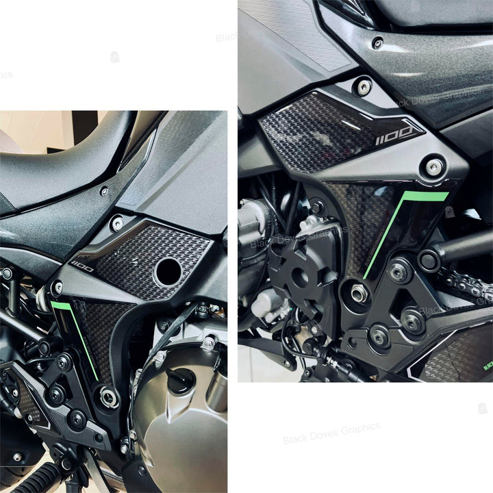 Harzbeschichtete 3D-Aufkleber Schutz kompatibel/Ersatz für Kawasaki Versys 1100 SE 2025 Metallic Gra