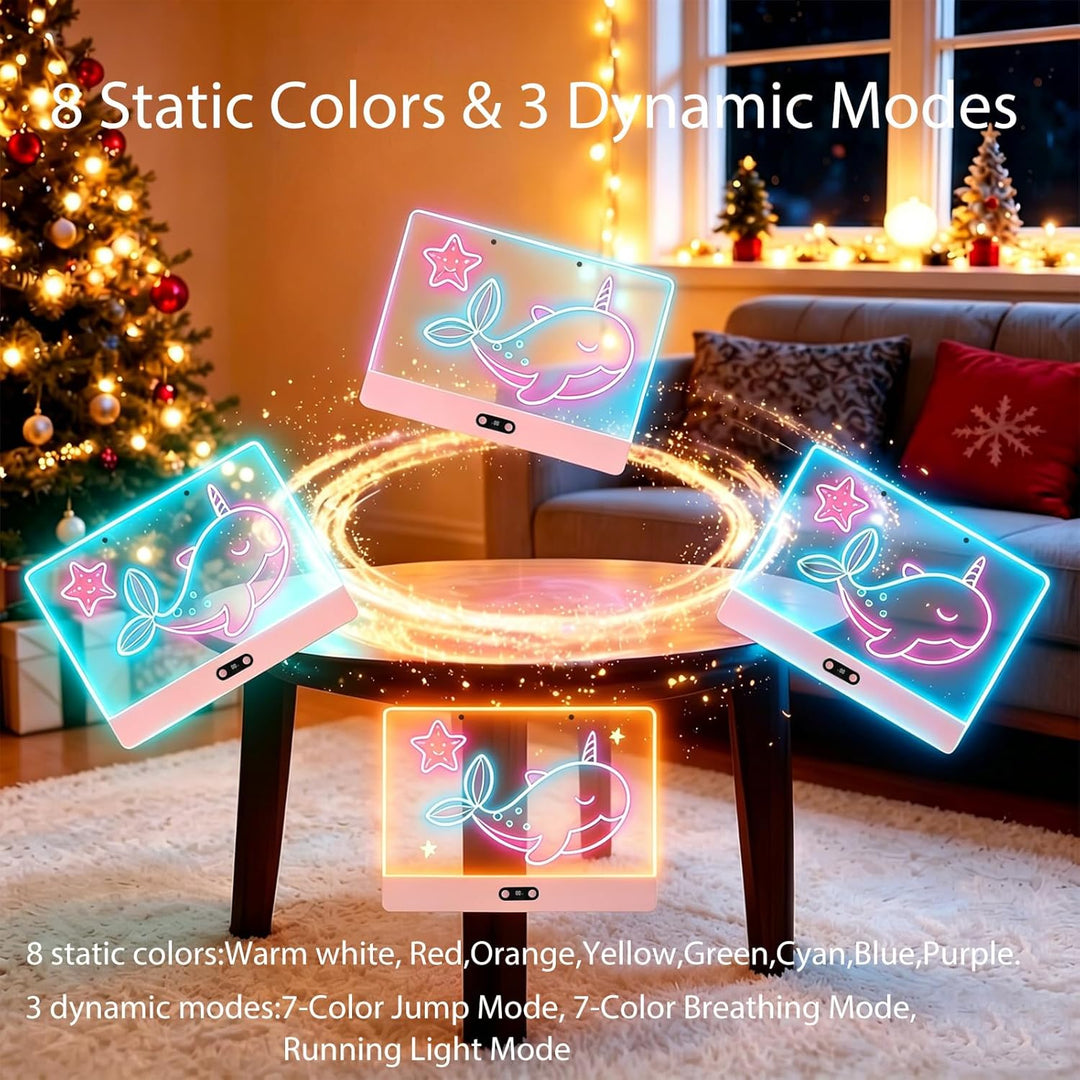 LED Zeichenbrett Wiederaufladbar mit RGB-Lichtern - 35cmx26cm Notiztafel aus kratzfestem Acryl,Led M