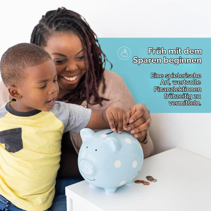 Pearhead 40104 Keramik Sparschwein, blau Blue Piggy Bank, Blue Piggy Bank
