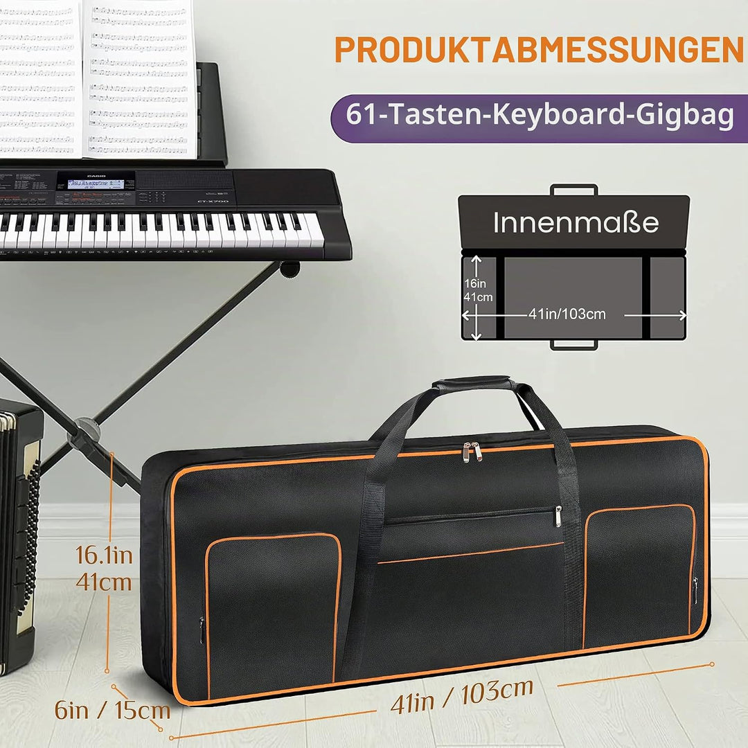 Gigbag mit 61 Tasten, tragbare, langlebige Tastatur, Klavier, wasserdicht, 600D-Oxford-Gewebe mit 10