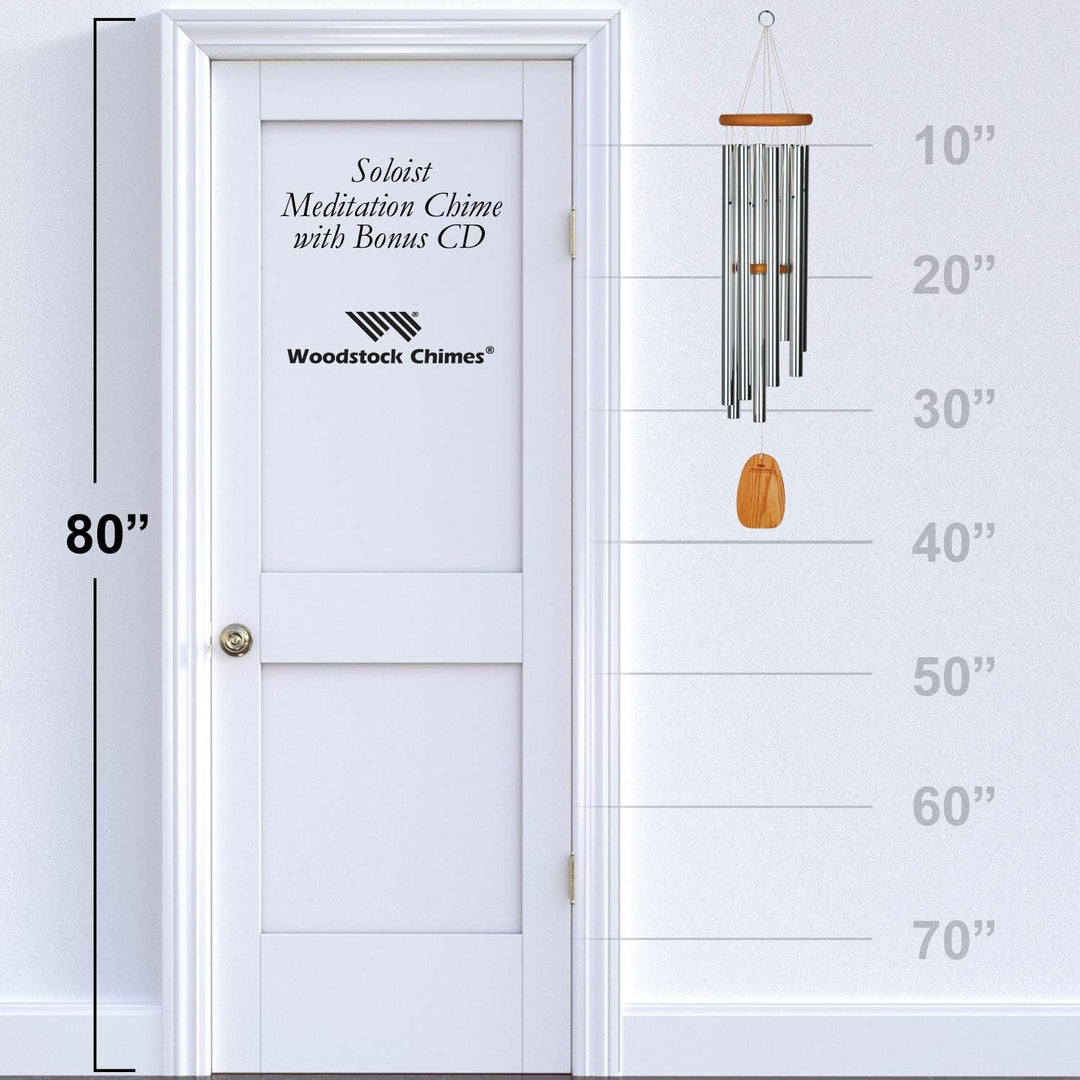 Woodstock Windspiel Meditation Chime, Silber, 99,8 cm
