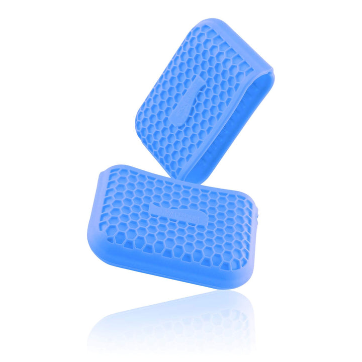 Kochblume Hitze Set | Handschuh, Protec-Griffschutz, Thermo-Fingerschutz, Silikon | (blau, Protec-Gr