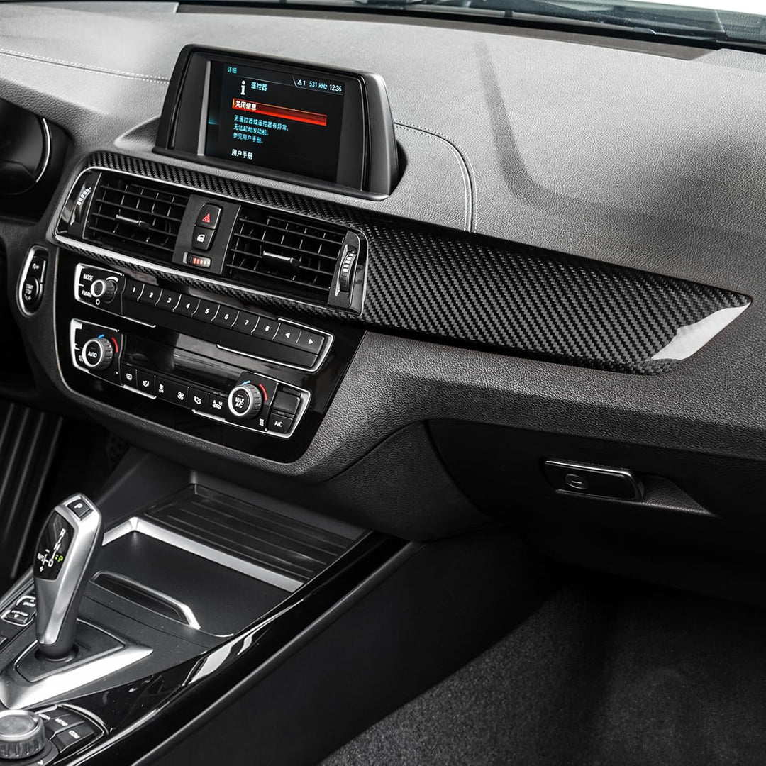 KUNGKIC Hartkohlefaser für BMW Auto Mittelkonsole Co-Pilotin Armaturenbrett Trimmen Abdeckung Aufkle
