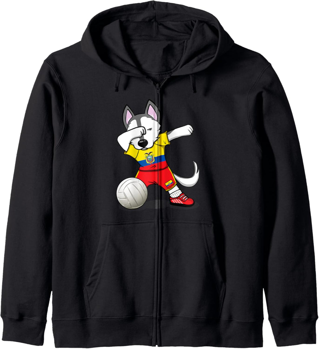 Dabbing Husky Hund Ecuador Volleyball Ecuadorianische Flagge Kapuzenjacke