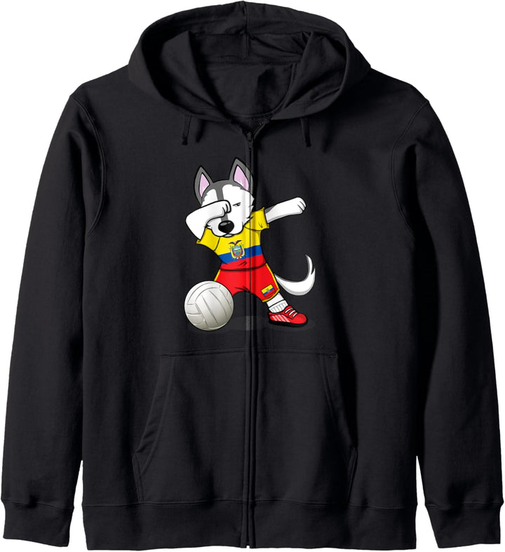 Dabbing Husky Hund Ecuador Volleyball Ecuadorianische Flagge Kapuzenjacke