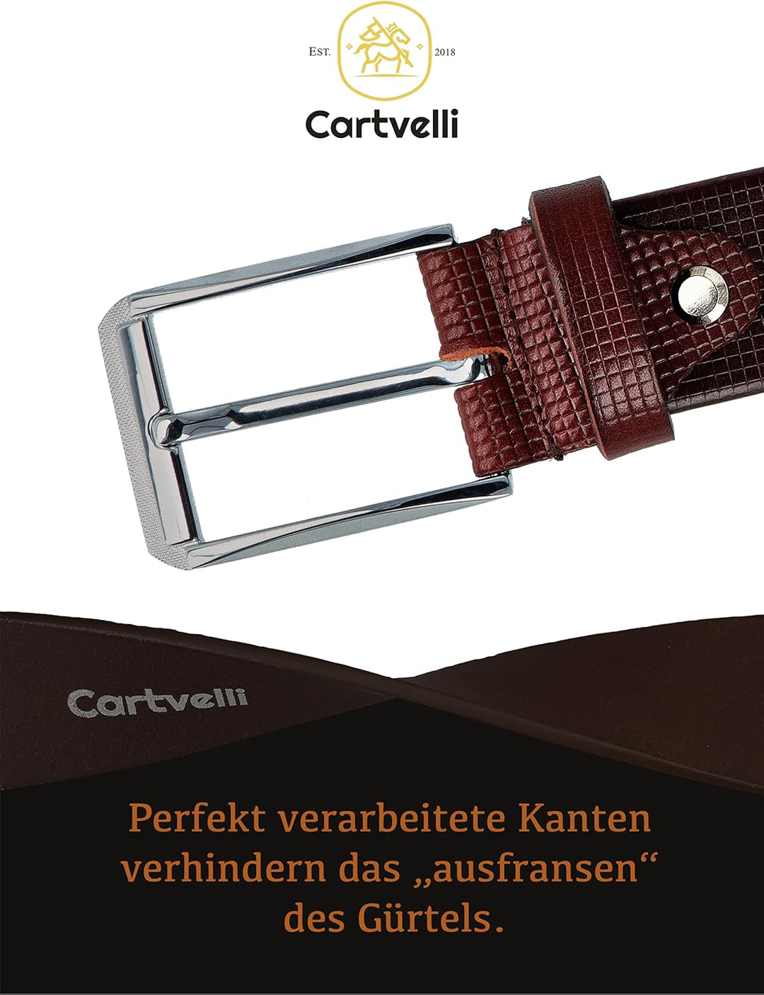 Cartvelli Business Ledergürtel Herren inkl. Geschenkbox Made in Germany - Echt Leder Gürtel Anzug 35