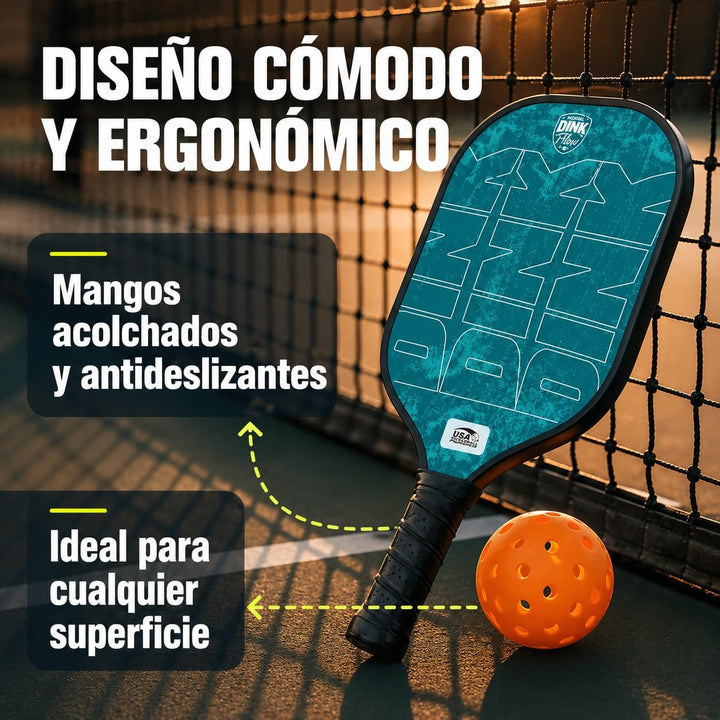 Pickleball-Schläger-Set mit 2 Schlägern aus Kohlefaser, 4 Bällen und Tasche, Pickleball-Schläger, id