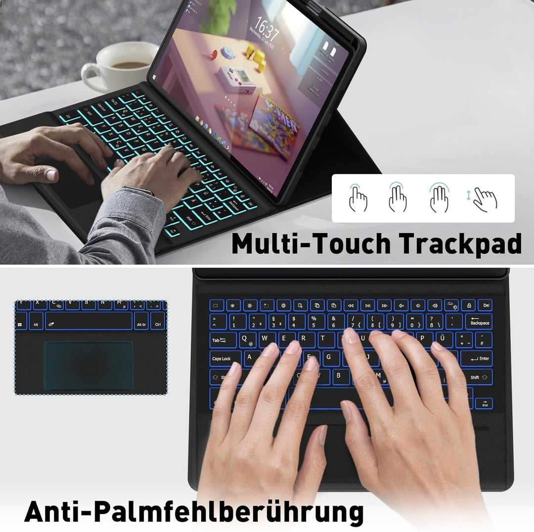 Tastatur mit Hülle für Lenovo Idea Tab Pro 2025 12.7 Zoll, Bluetooth Kabellose Tastatur mit Trackpad