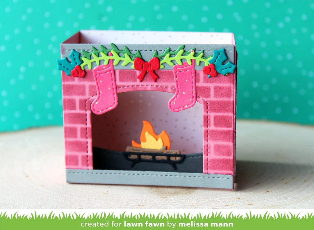 Lawn Fawn, Lawn cuts/Stanzschablone, Shadow Box Card Fireplace add-on