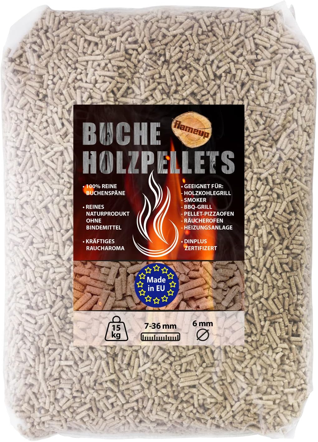 Buche Pellets 15 kg Grill Smoker Holz Pizzaofen BBQ Pellet Outdoor Ofen Grillen Chunks Holzpellets G