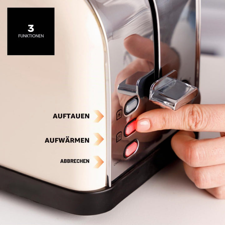 Taurus – Toaster Vintage II Cream 950W | 2 Schlitze 135x35mm | 7 Bräunungsstufen | 3 Funktionen | Ed
