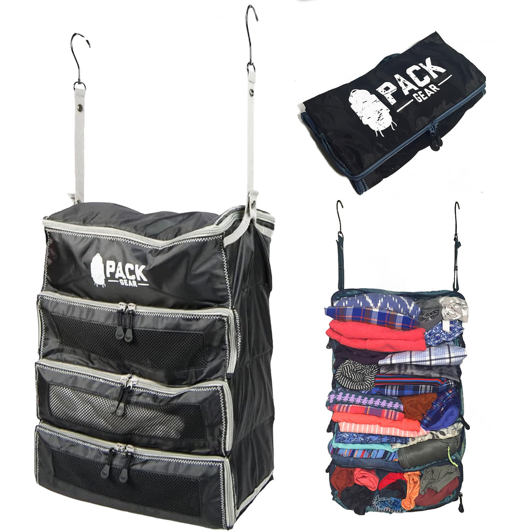Pack Gear Koffer-Organizer zum Aufhängen, Reiseutensilien, Faltbare Packwürfel, gross oder Handgepäc