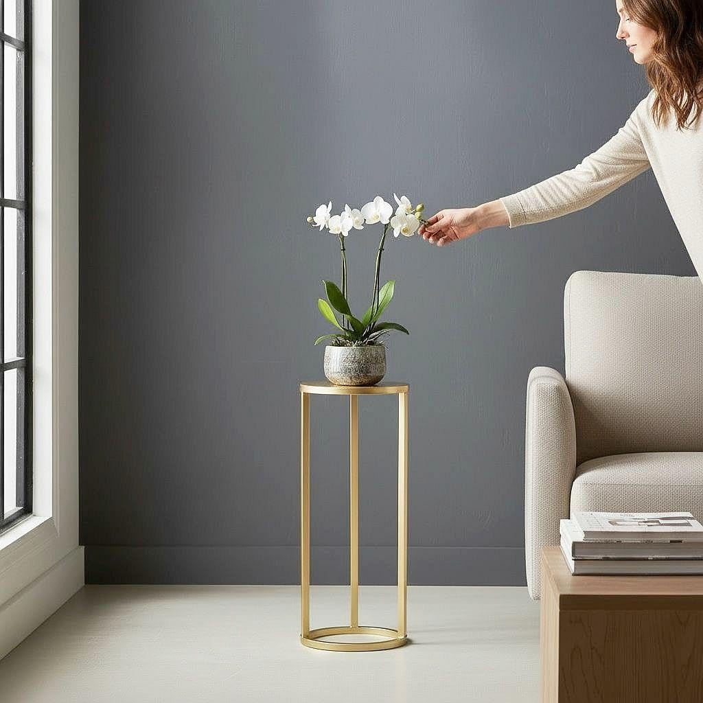 DanDiBo Blumenhocker Metall Gold Rund Blumenständer Beistelltisch 96510 Blumensäule Modern Pflanzens