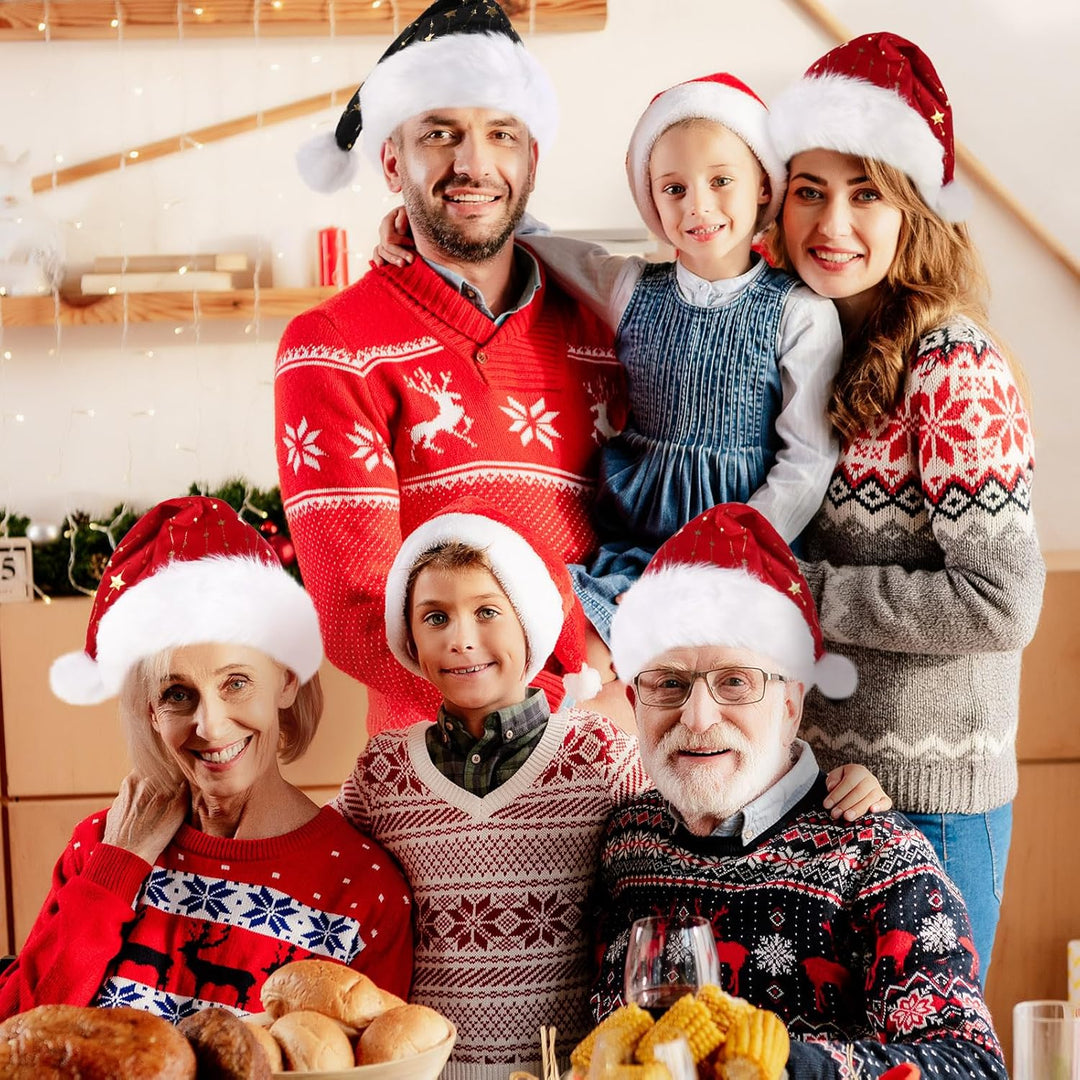 CITÉTOILE 2 Stück Plüsch Weihnachtsmützen für Erwachsene, Nikolausmütze für Männer und Frauen mit go