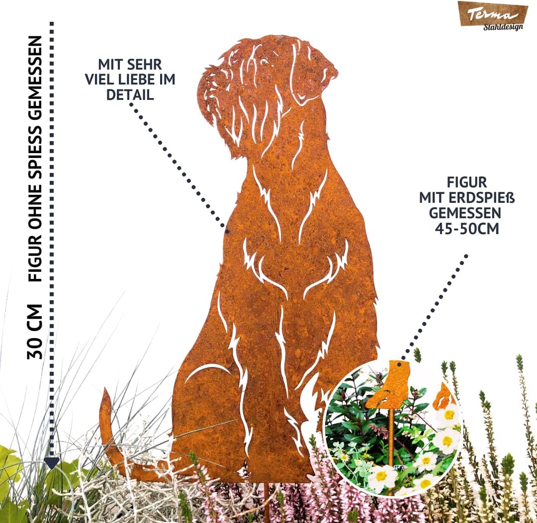 Terma Stahldesign Edelrost Hund Gartenstecker Riesenschnauzer, Handmade Germany, tolle gartendeko au