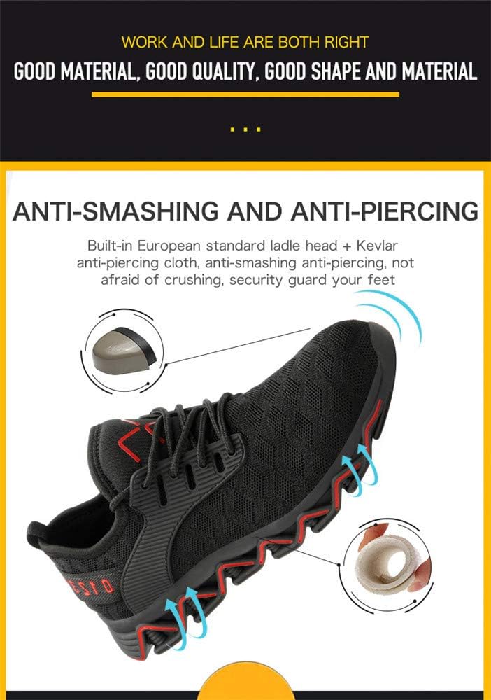 Hitmars Sicherheitsschuhe Herren Frauen Arbeitsschuhe Baustellen Schutzkappe Stahl Stiefel Sneaker T