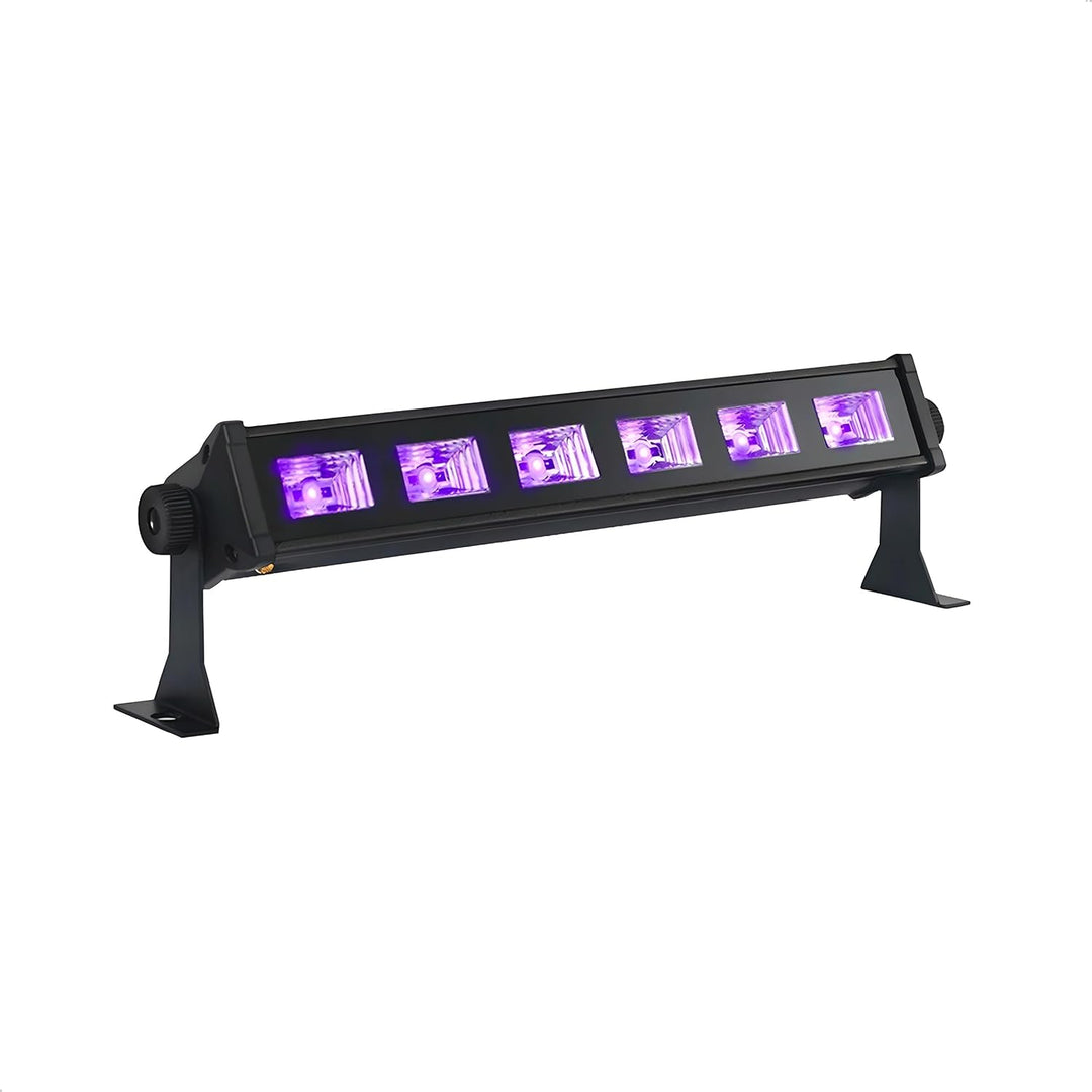 Ibiza - LED-UV-BAR6 - UV-Lampe, Fluoreszenz-Effekt, Schwarzlicht-Effekt mit 6 LEDs zu je 3 W - Schwa