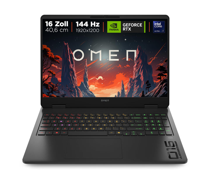 Omen Gaming Laptop, 16 Zoll 2K Display 144Hz, Intel Core Ultra 7 255H, NVIDIA GeForce RTX 5060, 24GB