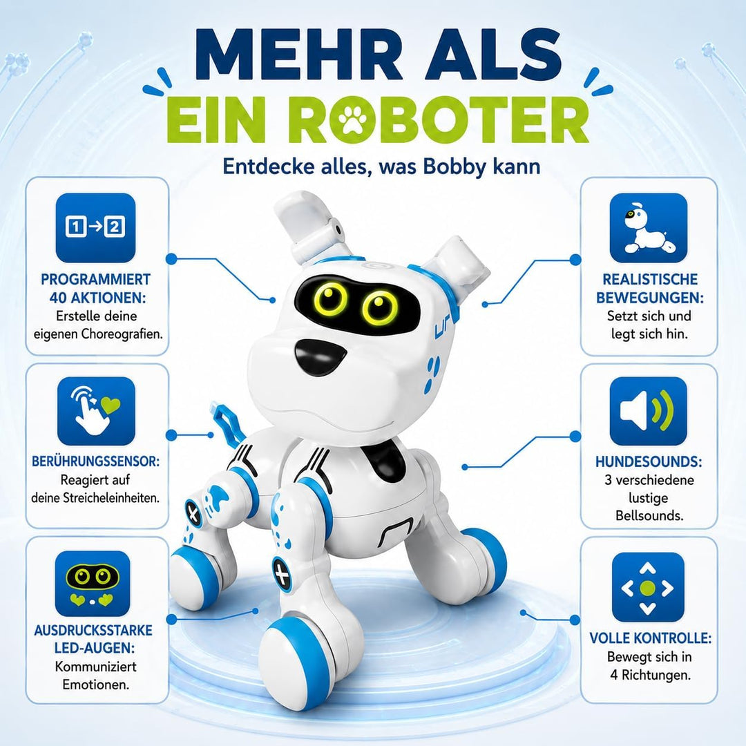 Xtrem Bots - Bobby | Roboter Hund | Roboter Hund Kinder | Roboterhund | Interaktiver Hund | Spielzeu