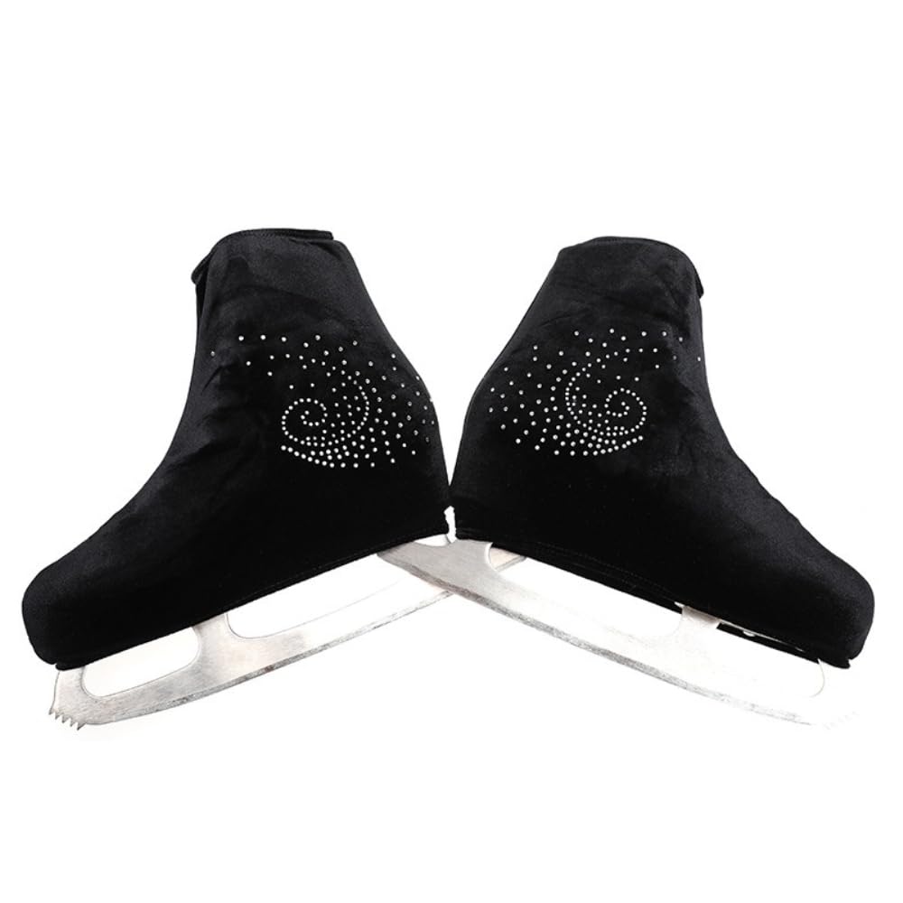 1 Paar Unisex Samt-Skates Cover,Eiskunstlauf Schuhüberzieher mit Strass Überziehsocke reissfester &