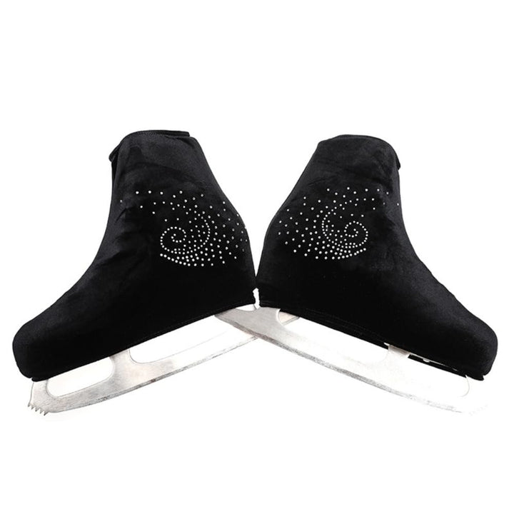 1 Paar Unisex Samt-Skates Cover,Eiskunstlauf Schuhüberzieher mit Strass Überziehsocke reissfester &