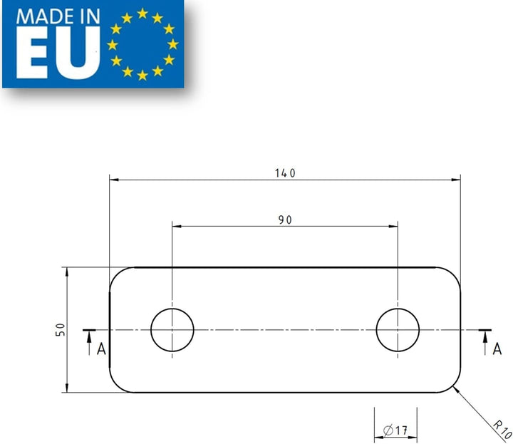 XIMPLIO Anhängerkupplung Verlängerung 75 mm Hakenverlängerung Adapter für Flanschkugel AHK 2 Loch 90