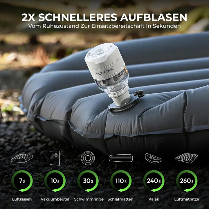 FLEXTAILGEAR Tragbare Elektrische Luftpumpe für Aufbläsartikel, Luftmatratzenpumpe mit 5 Lichtmodi,
