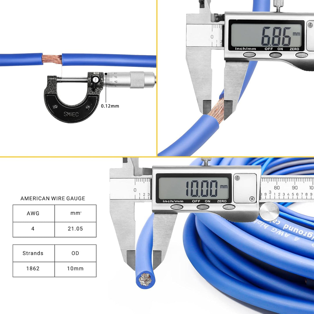 RECOIL RCK44 True 4 Gauge 4 Kanal CCA Verstärker Verkabelungs-Sets mit OFC Cinch-Kabel