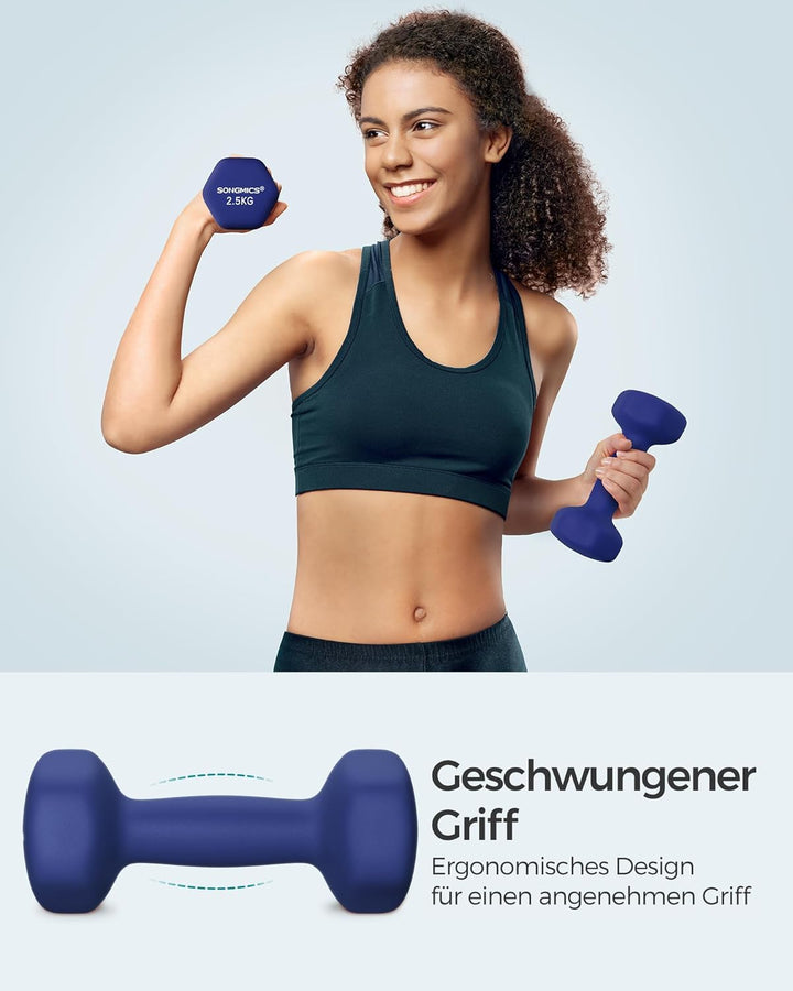 SONGMICS Hanteln, 2er Set,Hantelset, Kurzhanteln, Hexagon, Neopren-Beschichtung, Krafttraining, Work