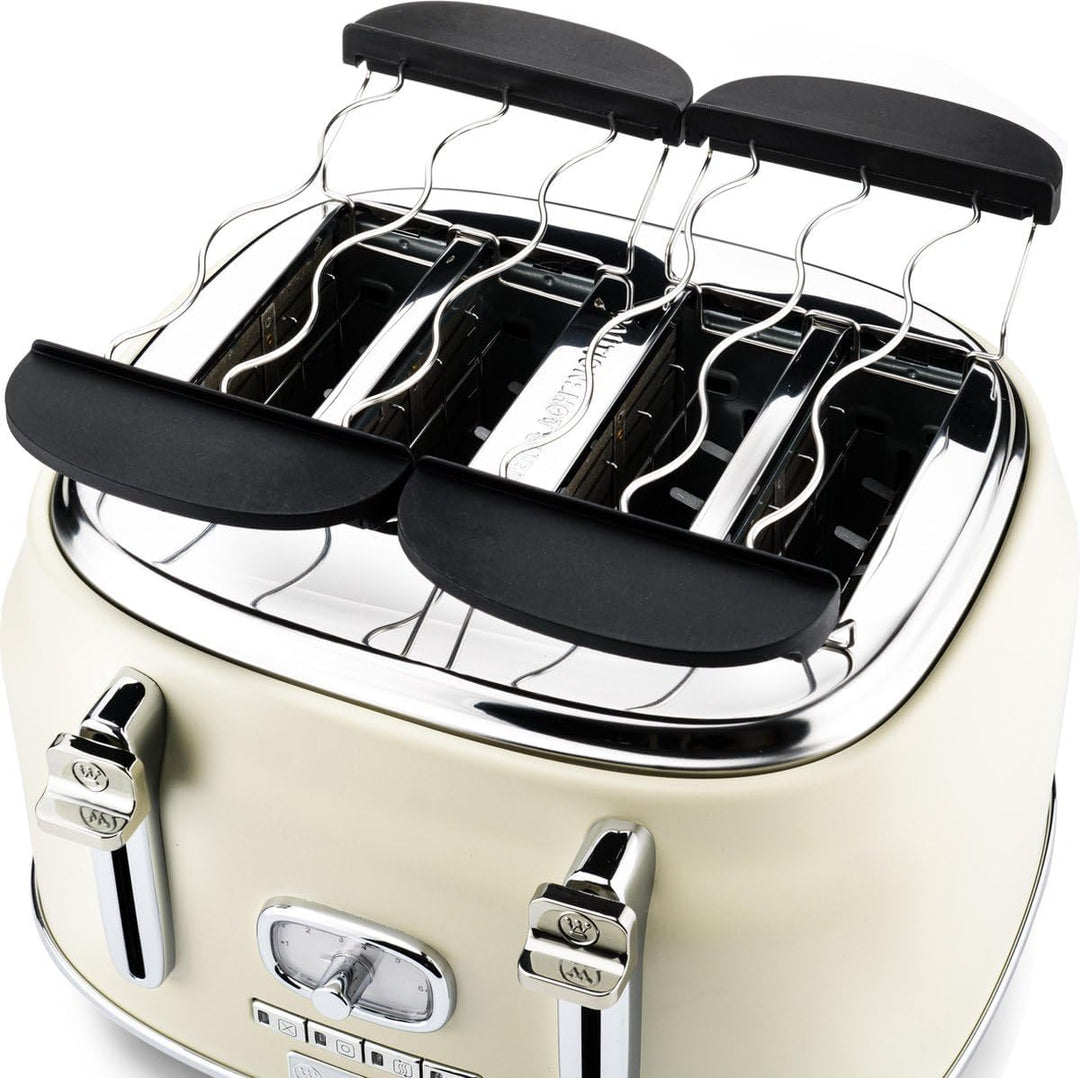 Westinghouse Retro Toaster 4 Scheiben, Abnehmbarer Brötchenaufsatz, 6 Bräunungsstufen, Brotzentrieru