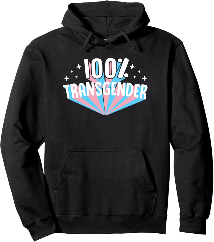 100 Percent Transgender Pride Flag Trans Aesthetic Style Art Pullover Hoodie