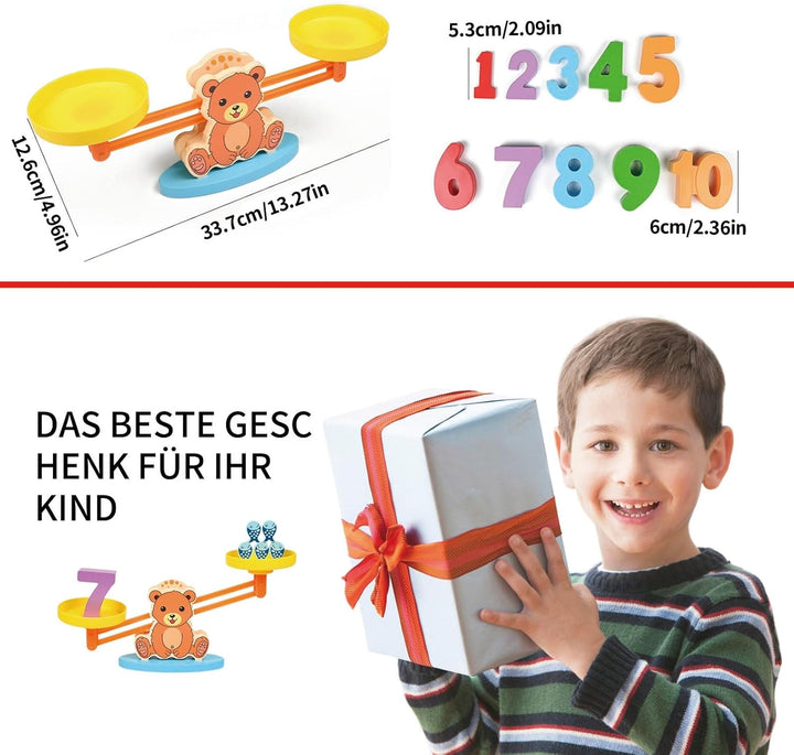 Montessori Spielzeug 3 4 5 Jahre, Mathe Waage, Spiele ab 3 Jahre, Holzspielzeug, Motorikspielzeug, L