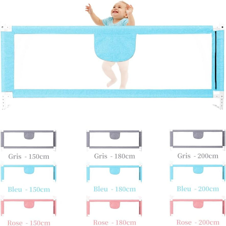 Bettschutzgitter für Kinder, faltbar, Bettgitter für Babys, Fallschutz, höhenverstellbar, Blau, 1,5