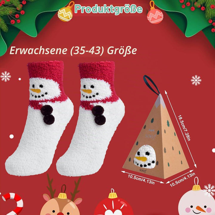 CZMAO 5 Paar Weihnachtssocken mit Geschenkbox, Weihnachten Socken, Weihnachtsmotiv Warm Festlicher B