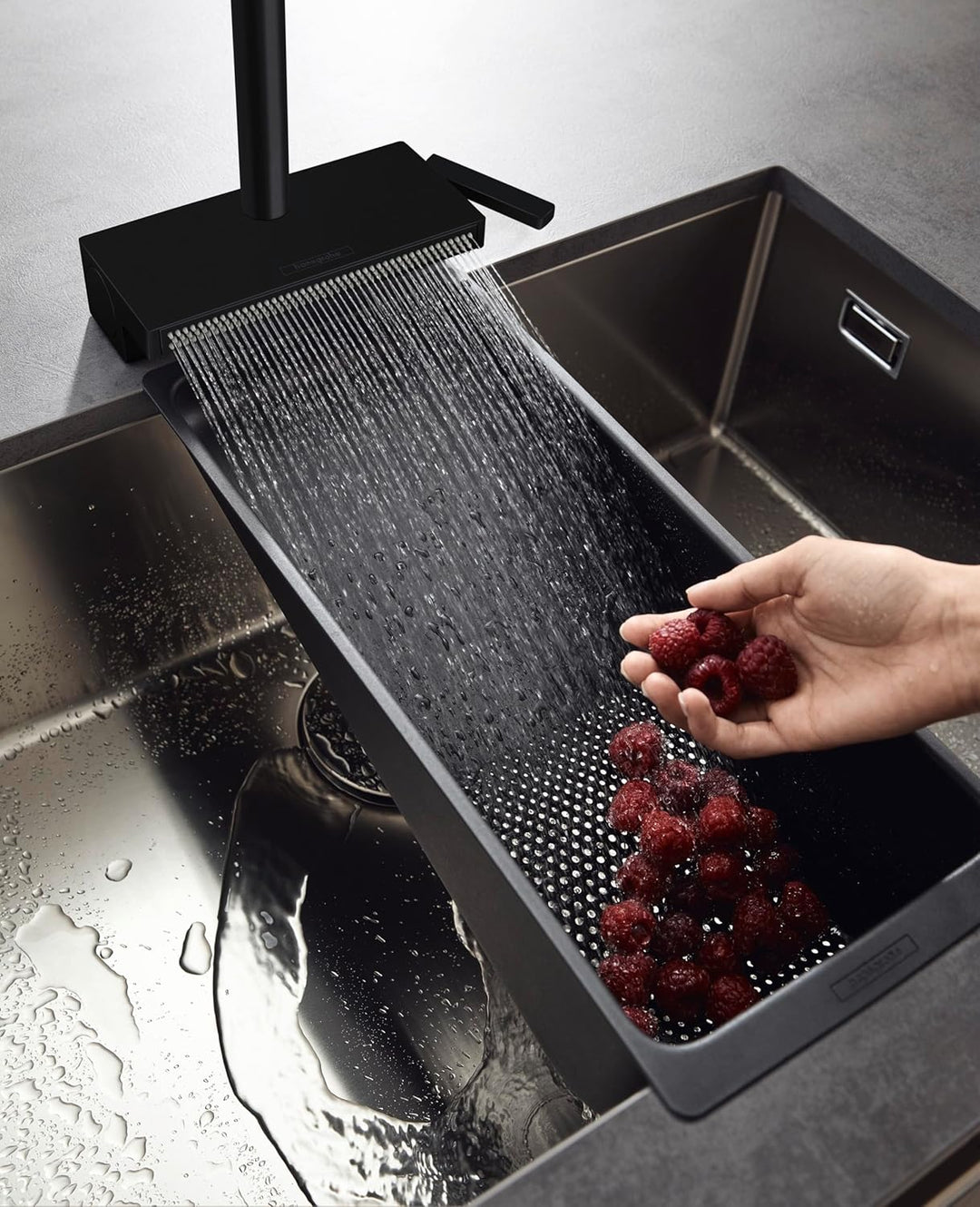 hansgrohe Küchenarmatur Aquno Select M81 (Wasserhahn Küche mit Abtropfsieb, 360° schwenkbar, auszieh
