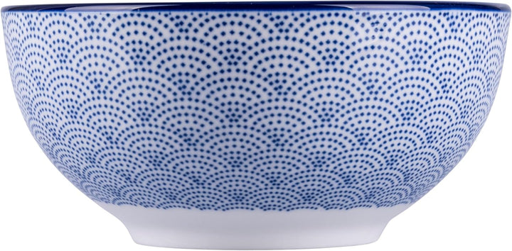 Villa d'Este Home Tivoli 1996 6er Set Schale 680 ml Porzellan geometrisches Dekor Confusion blau