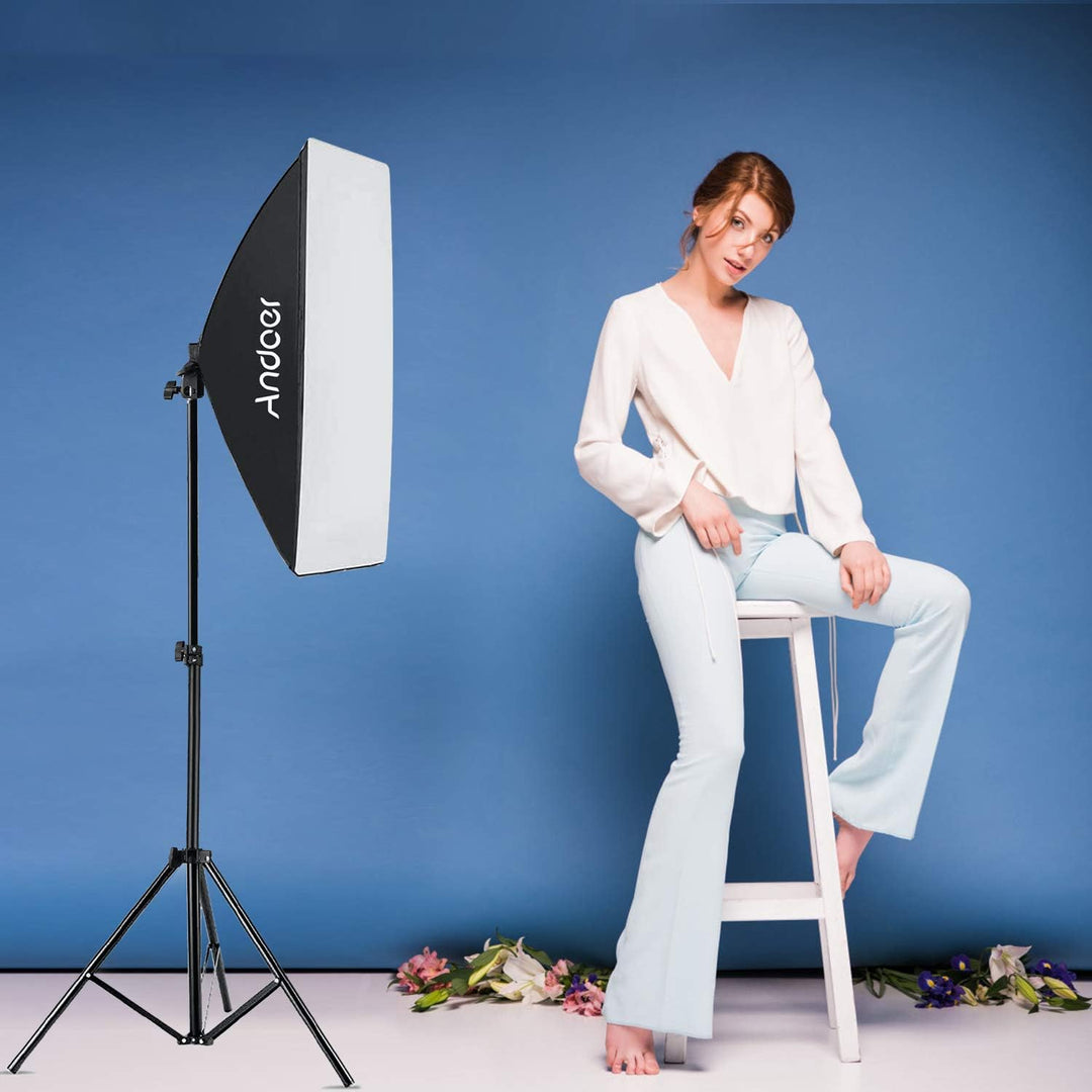 Andoer Fotografie Studio Licht Kit Softbox-Beleuchtungsset mit 85W 2800K-5700K Zweifarbiger LED-Lich
