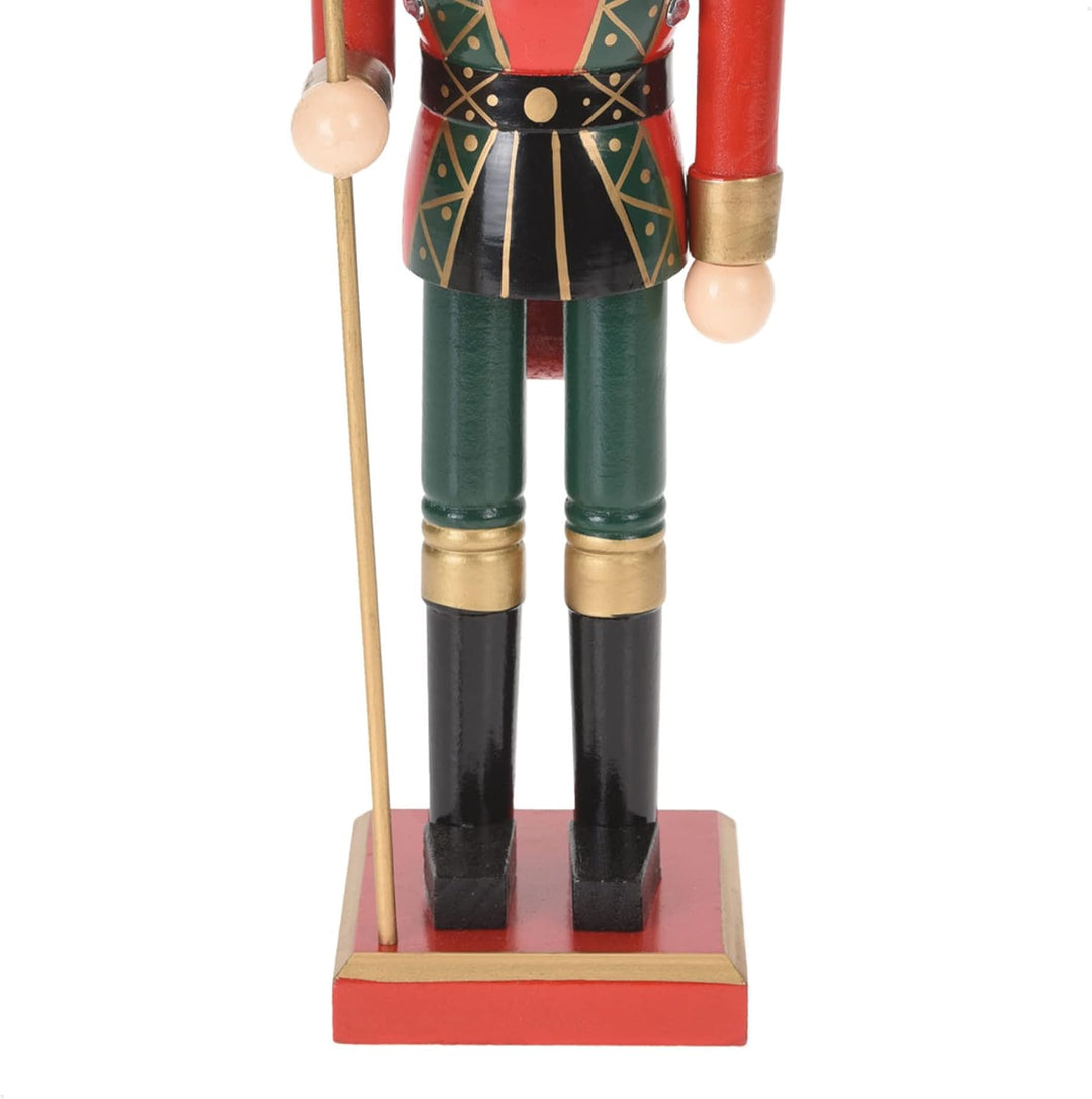 COM-FOUR® Dekofigur Nussknacker mit Stab - Weihnachtsdeko in Form eines traditionellen Nussknackers