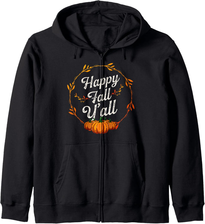 Happy Fall Y'all Hello Cute Pumpkin Floral Letters Retro Kapuzenjacke