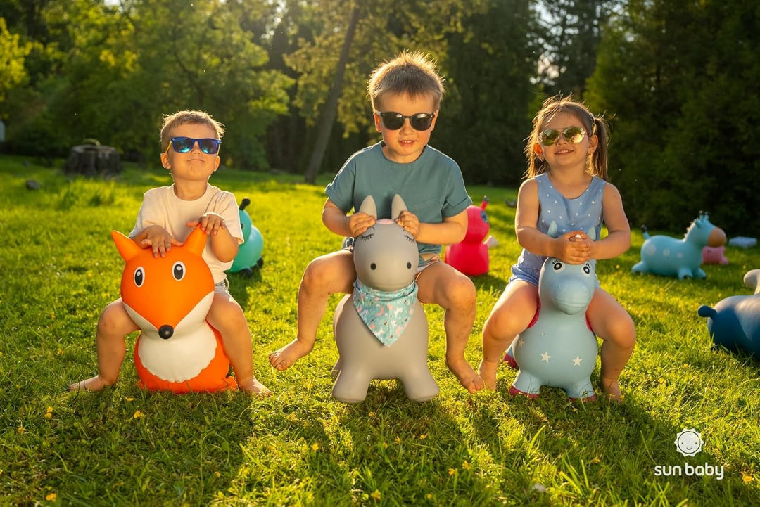 sun baby Hüpftiere ab 1 Jahr mit Pumpe aufblasbares Hüpfspielzeug aus Hochwertigem und Strapazierfäh