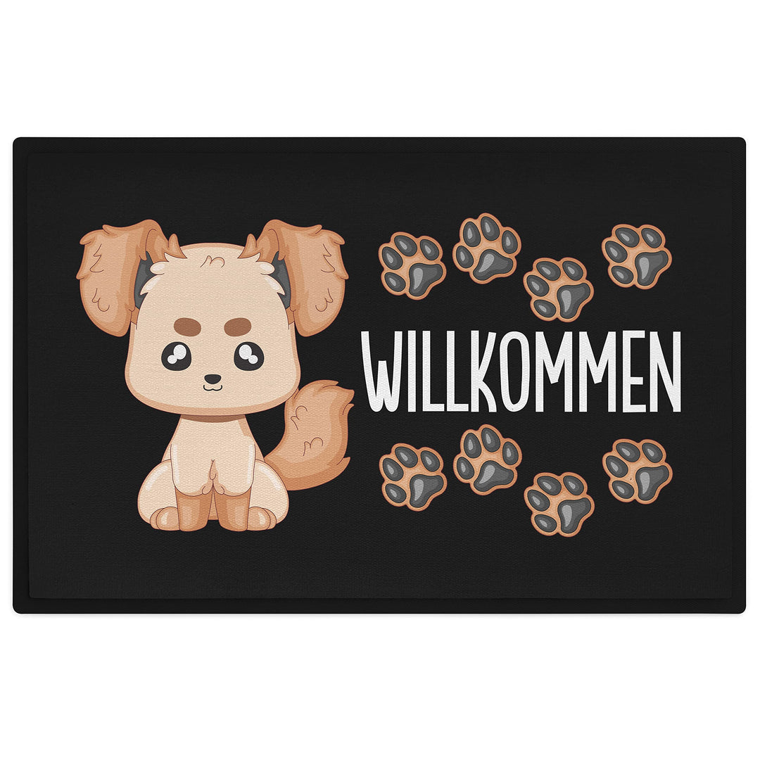 Trendation - Willkommen Fussmatte Hunde Grafik Niedlich Geschenk Hunde-Besitzerin Aussen und Innenbe