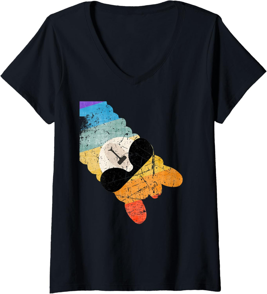 Damen Lustiges Lama Alpaka Fun 80er 90er 70er T-Shirt mit V-Ausschnitt