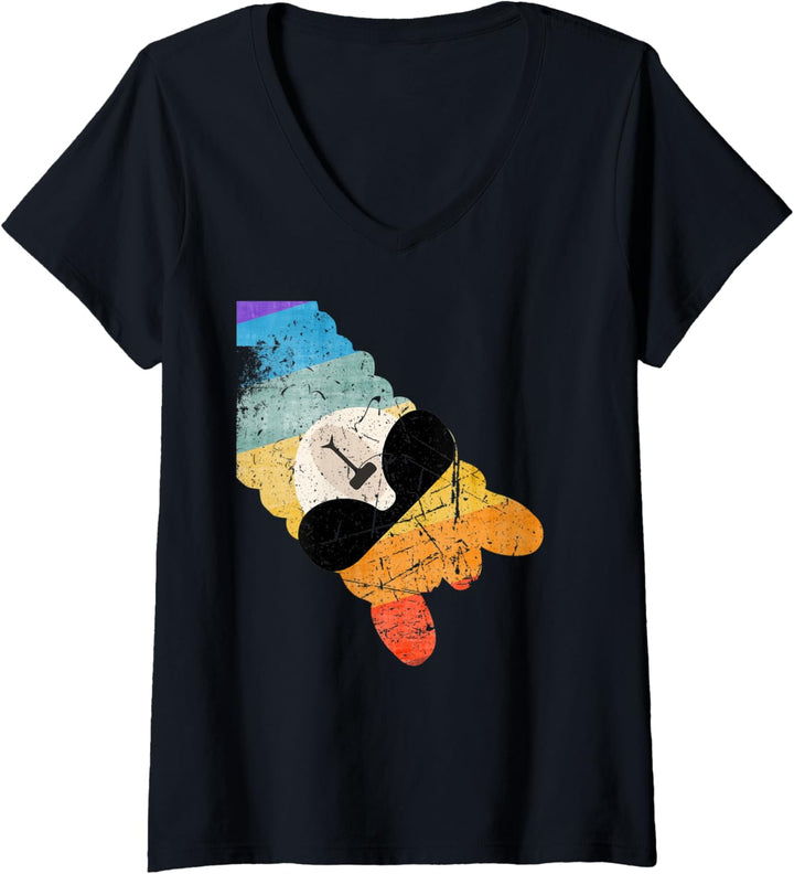 Damen Lustiges Lama Alpaka Fun 80er 90er 70er T-Shirt mit V-Ausschnitt