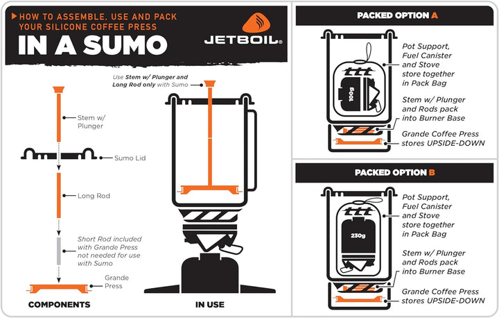 JETBOIL Grande Coffee Press Silicone One Size Silikon-Kaffeepresse Schwarz Grande Silikon: Stash, Mi