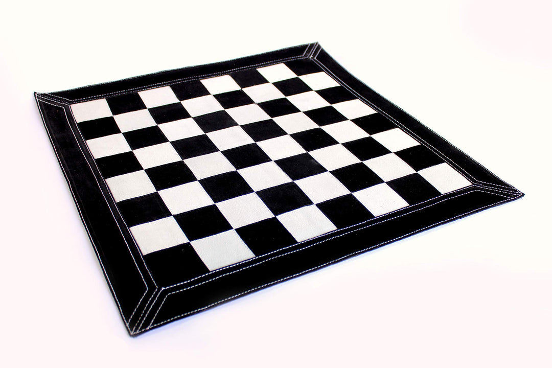 StonKraft Grosses Schachbrett aus echtem Leder, 48,3 x 48,3 cm, aufrollbares Turnierschach (schwarze